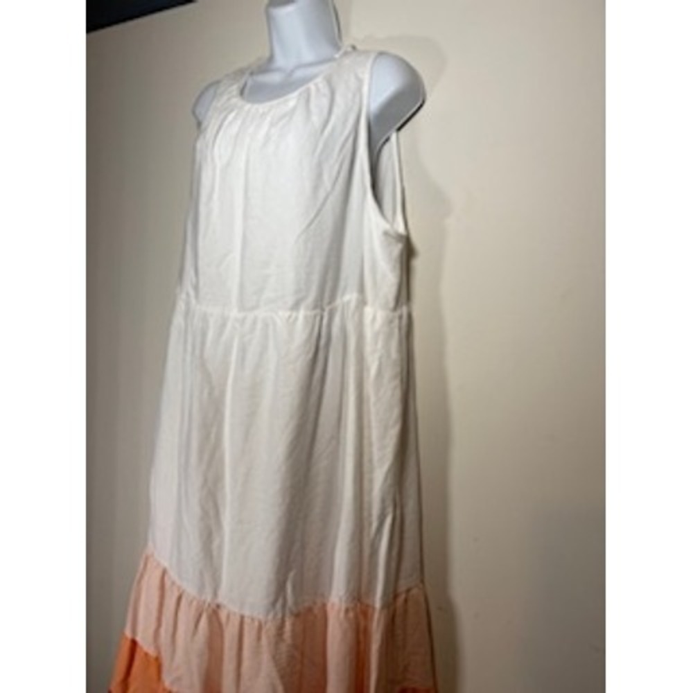 Ava & Viv Maxi Dress White Colorblock Tiered Sleeveless Summer Party Boho 1X - Picture 2 of 8